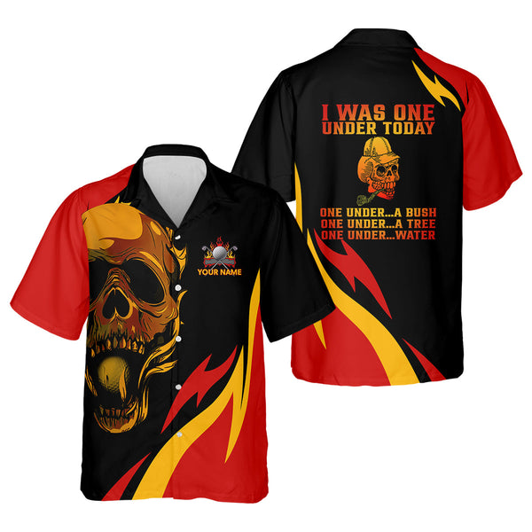 Maxcorners Custom Fire Skull Men's Golf Polo Shirt, Mens Golf Gift, Funny Golf Shirt