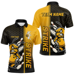 Maxcorners  Custom Strike Bee Bowling Polo Shirts For Men, Bee Bowling Team Bowlers Outfit LM154