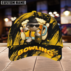 Maxcorners Bowling Funny Ball And Beer Multicolor Personalized Name 3D Cap