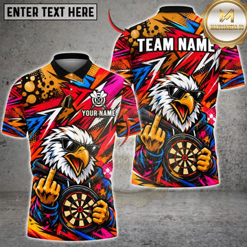 Maxcorners Darts Fierce Eagle Mascot Middle Finger Target Board Abstract Rays Graphic Customized Name, Team Name 3D Shirts