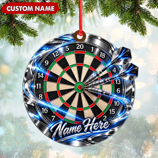 Maxcorners Darts Lover Shattered Glass Lightning Effect, Target Board Artwork Personalized Name Ornament 2D Flat