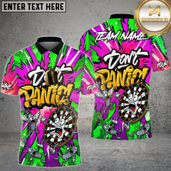 Maxcorners Dart Shirt Don’t Panic Graffiti Art Funny Dartboard Multioptions Personalized Name, Team Name Unisex 3D Shirt (4 Colors)