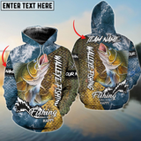 Maxcorners Walleye Fishing Skin Seawave Personalized Name, Team Name 3D Long Sleeve Shirt