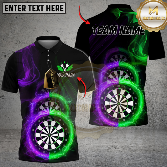 Maxcorners Darts Triple Double Flame Dartboard Customized Name, Team Name 3D Shirt (4 Colors)