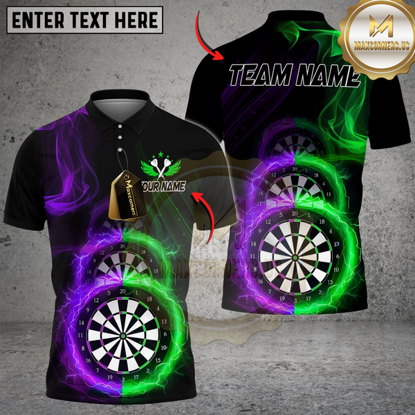 Maxcorners Darts Triple Double Flame Dartboard Customized Name, Team Name 3D Shirt (4 Colors)