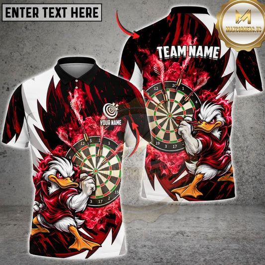 Maxcorners Darts Angry Duck Mascot Fighting Stance Dartboard Lightning Graphic Multicolor Customized Name, Team Name 3D Shirts