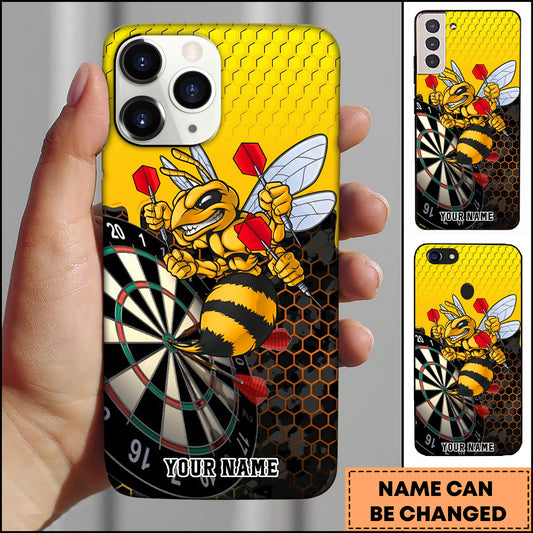 Maxcorners Darts Angry Bee Dart Player Personalized Name 3D Phone Case