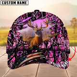 Maxcorners Deer Hunting USA Flag Crack Camouflage Pattern Multicolor Personalized Name 3D Cap