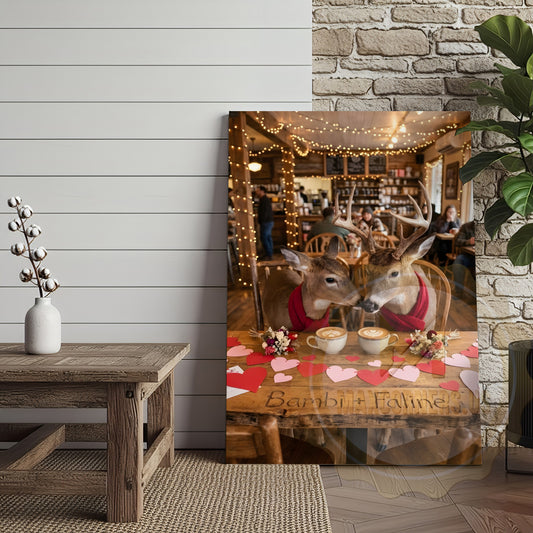 Maxcorners Deer Couple Coffee Date Rustic Café Personalized Name Canvas