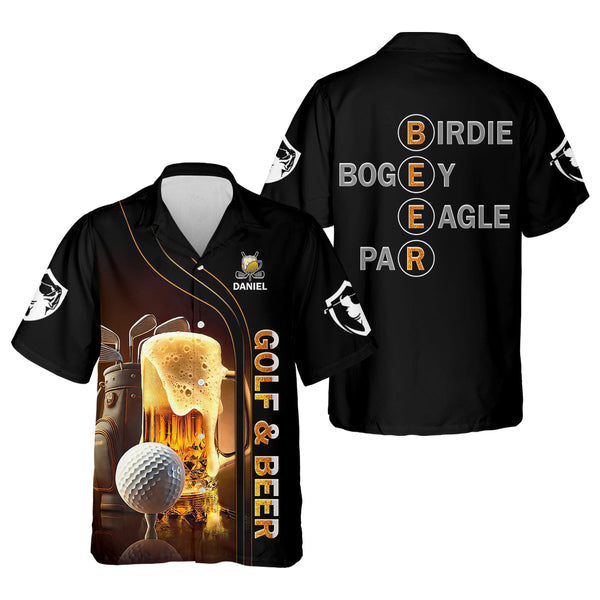 Maxcorners Golf And Beer Custom Men's Golf T-Shirt, Funny Golf Shirt, Gift For Golfers