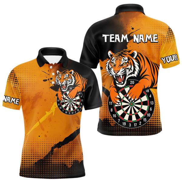 Maxcorners Roaring Tiger Dartboard Shirt - Rust & Black Darts Jersey With Custom Name For Men LM2404