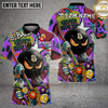 Maxcorners 8Ball Billiards Shirt Funny Graffiti Neon Style Multi Options Personalized Name, Team Name Unisex 3D Shirt (4 Colors)
