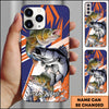 Maxcorner Fishing Dynamic Splash Comic Style Personalized Name 3D Phone Case (10 Fish Species)