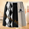 Maxcorners Bowling Black White Argyle Personalized 3D Skort, Skirts With Shorts