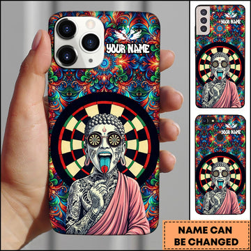 Maxcorners Darts Phonecase Psychedelic Buddha Tattoo Spiritual Art Dartboard Personalized Name 3D Phone Case