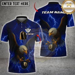 Maxcorners Billiard Eagle Power 8-Ball Pool Multicolor Customized Name, Team Name 3D Shirts