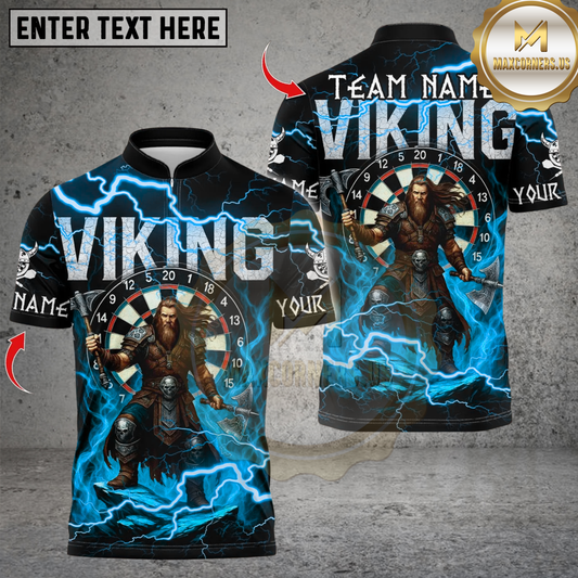 Maxcorners Darts Light Thunder Viking Warrior Multicolor Customized Name, Team Name 3D Shirts