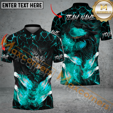 Maxcorners Dragon Ball Fire Bowling Jersey Multicolor Option Customized Name, Team Name 3D Polo Shirt