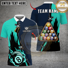 Maxcorners Billiards Dual Flame Multicolor Customized Name, Team Name 3D Shirt