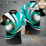 Maxcorners Golf Ball Fire Dot Pattern Multicolor Option Customized Name, Team Name 3D Polo Shirt