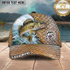 Maxcorners Fishing Olive Scale Wave Splash Circle Logo Personalized Name 3D Cap (12 Fish Species)