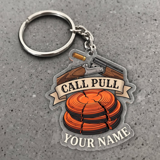 Maxcorners Clay Shooting Call Pull Shotgun And Stacked Clay Targets Customized Name 3D Keychain And Ornament