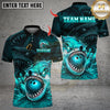Maxcorners Angry Shark Bowling Pins Design Multicolor Customized Name, Team Name 3D Shirts