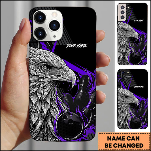Maxcorners Bowling Eagle Flame Strike Multicolor Personalized Name 3D Phone Case