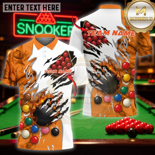 Maxcorners Billiard Pool Shirt Fierce Tiger Claw Tear Multicolor Customized Name 3D Shirt