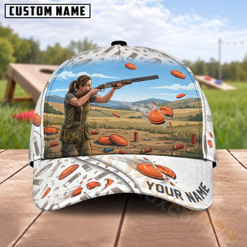 Maxcorners Trap & Skeet Shooting White Outdoor Shooter Personalized Name 3D Cap