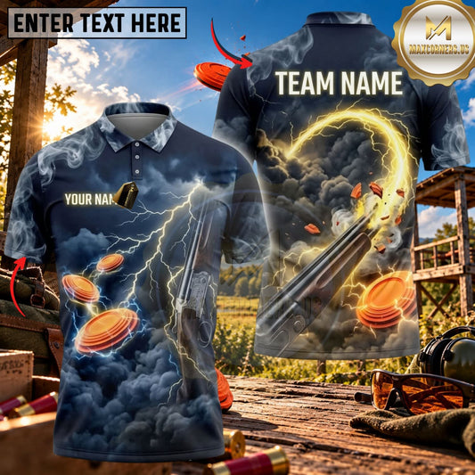 Maxcorners Clay Shooting Lightning Storm Clay Multicolor Customized Name Team Name 3D Shirts (4 Colors)