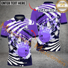 Maxcorners Ball And Pins Skull Hand Pattern Bowling Jersey Multicolor Option Customized Name, Team Name 3D Polo Shirt
