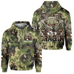 Maxcorners No Bragin Til Ur Draggin, Personalized Hunting All Over Shirt, Personalized 3D Hoodie For Hunting Lover Moss TU2611