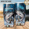 Maxcorners Fishing Tumbler Blue Cosmic Hook Splash Design Personalized Name Tumbler (13 Species)
