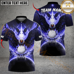 Maxcorners Golf Eagle Glow Multicolor Customized Name, Team Name 3D Shirts