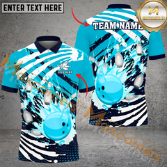 Maxcorners Ball And Pins Skull Hand Pattern Bowling Jersey Multicolor Option Customized Name, Team Name 3D Polo Shirt