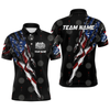 Maxcorners American Flag Scratch Darts Shirt For Men Custom Patriotic Dart Team Jersey Polo & 1/4 Zip LM1805