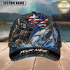 Maxcorners Fishing Skull Fisherman American Flag Personalized 3D Cap