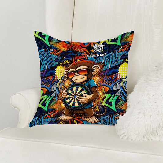 Maxcorners Darts Street Style Monkey Graffiti Multicolor Customized Name 3D Pillow