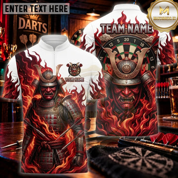 Maxcorners Darts Red Black Samurai Warrior Fire Personalized Name 3D Unisex Shirt