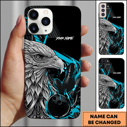 Maxcorners Bowling Eagle Flame Strike Multicolor Personalized Name 3D Phone Case