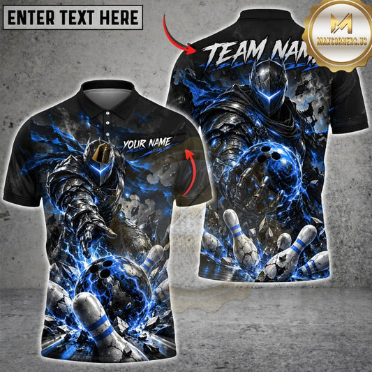 Maxcorners Bowling Glowing Eye Armored Warrior Energy Ball Explosive Pins Graphic Multicolor Customized Name, Team Name 3D Shirts