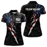 Maxcorners American Flag Scratch Billiard Shirt For Men, Custom 8 Ball Pool Team Jersey Polo & 1/4 Zip LM1805