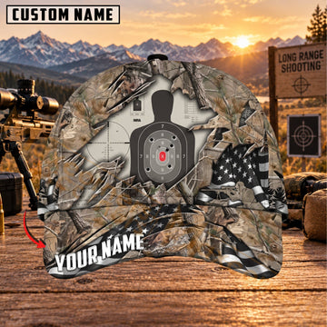 Maxcorners Long Range Shooting Camo Bullseye Target Personalized Name 3D Cap