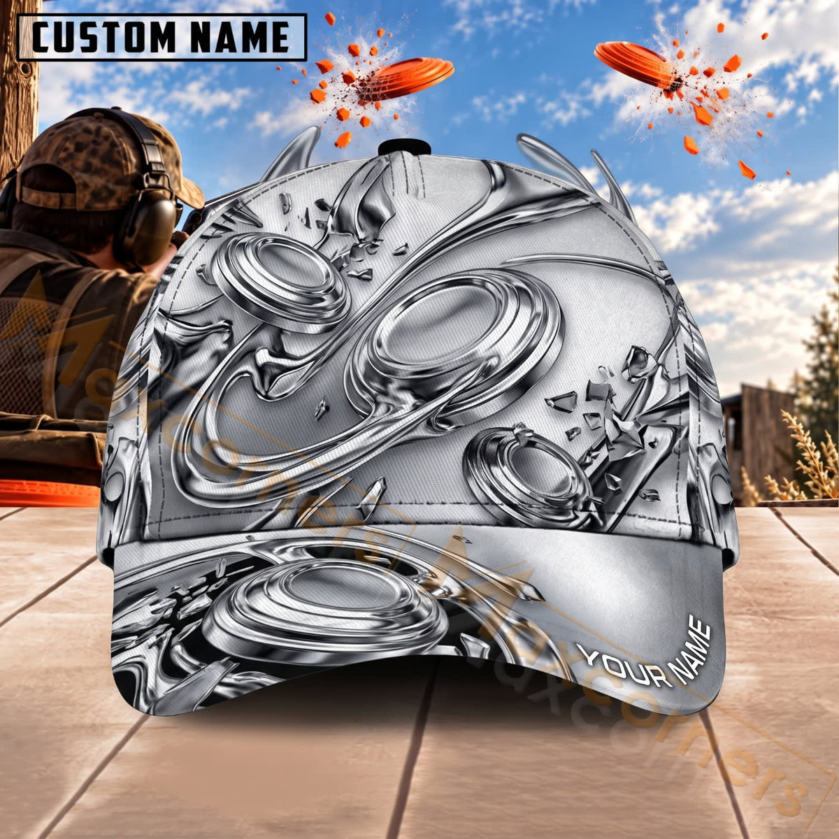 Maxcorners Dragon Silver Chrome Dragon Personalized Name 3D Cap