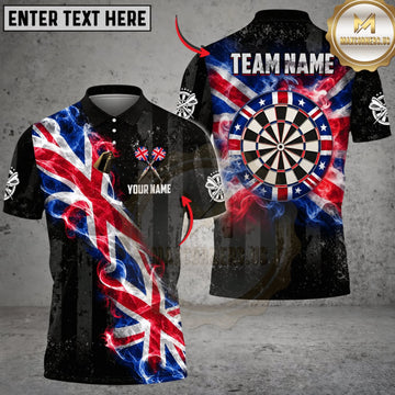 Maxcorners Darts United Kingdom Flag Lightning Dartboard Personalized Name 3D Unisex Shirt
