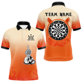Maxcorners Men's Custom Dart Shirt With Skeleton Middle Finger Skull And Fiery Orange LM1605