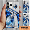 Maxcorners Fishing Blue Lightning Honeycomb Water Splash Personalized Name Phone Case (12 Fish Species)