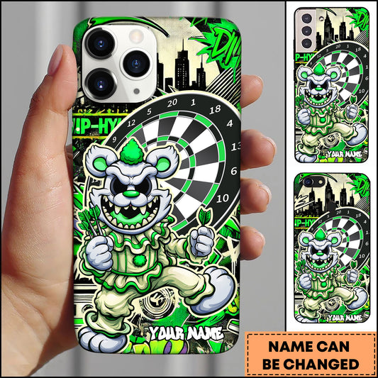 Maxcorners Hip Hop Clown Bear Green Graffiti Dartboard Personalized Name 3D Phone Case