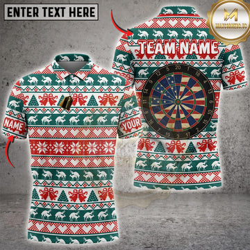 Maxcorners Darts Ugly Christmas Sweater Festive Holiday Dartboard Personalized Name 3D Unisex Shirt